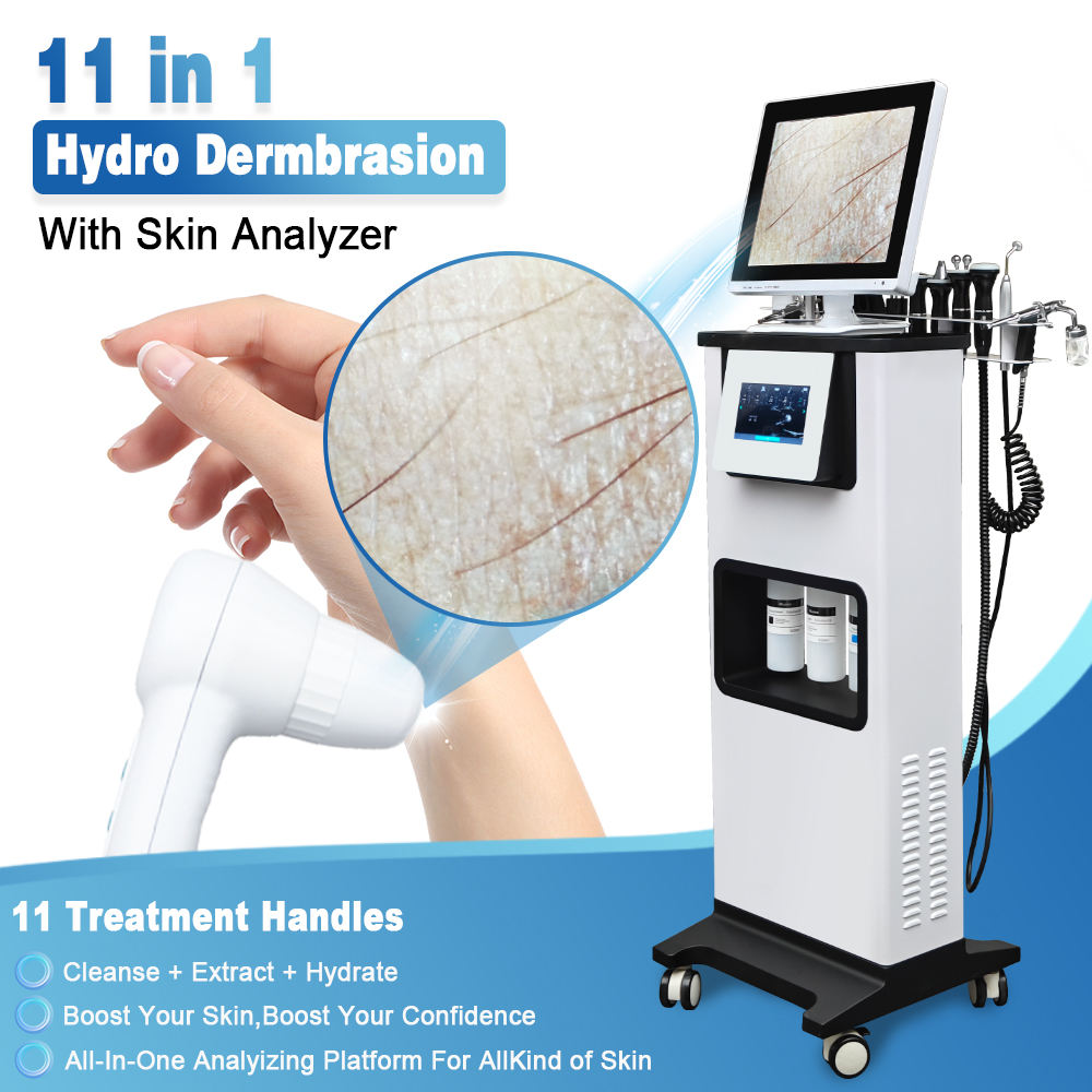 11 in 1 Hydra Dermabrasion Machine Oxygen Jet Peel Microdermabrasion deep Cleaning Hydra Dermabrasion Skin Scalp Analyzer Facial Cleansing Hydro Skin 