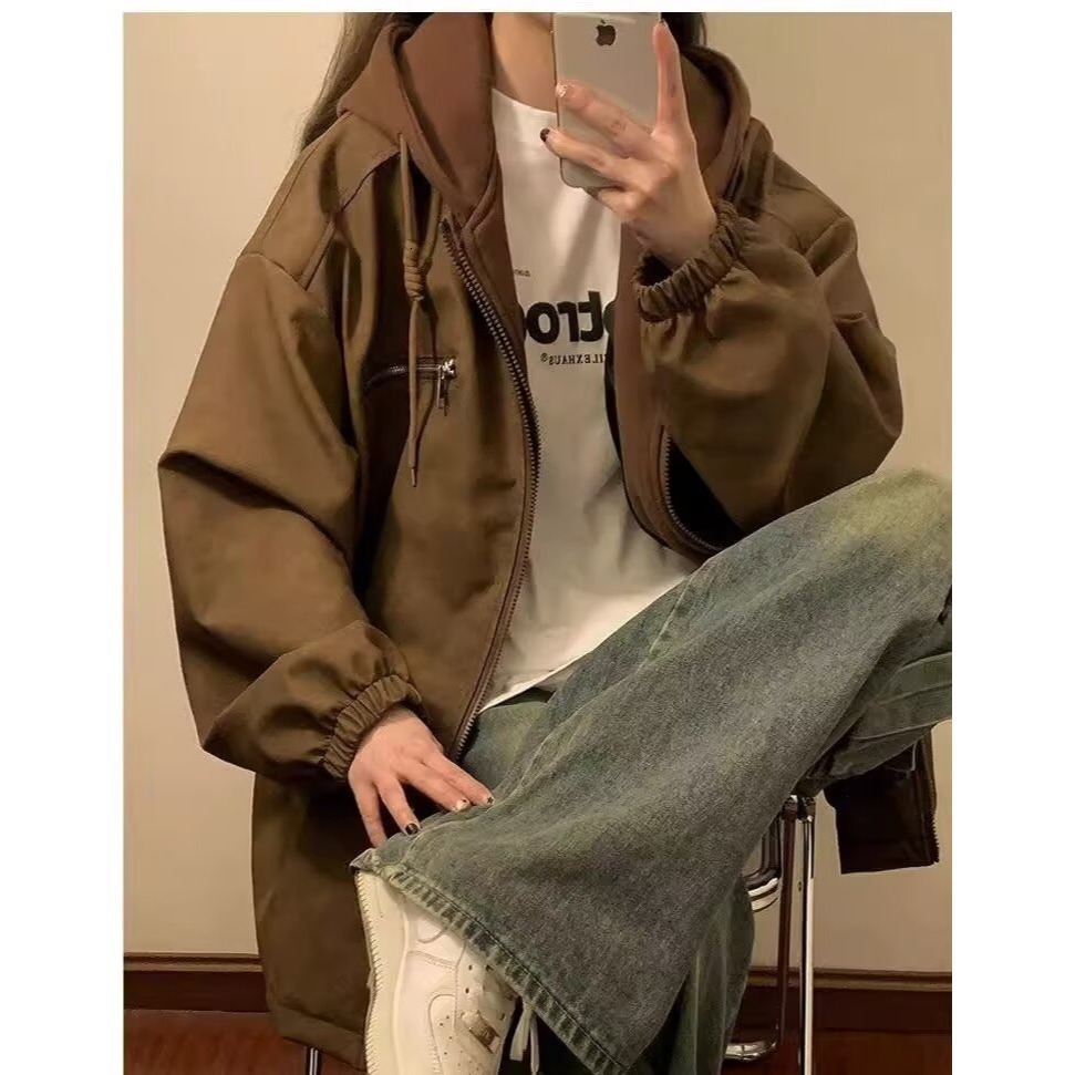 Fake Two-piece PU Leather Designer Jacket Jacket For Men And Women Spring And Autumn New Trendy Loose Fit Stylish Workwear Jacket