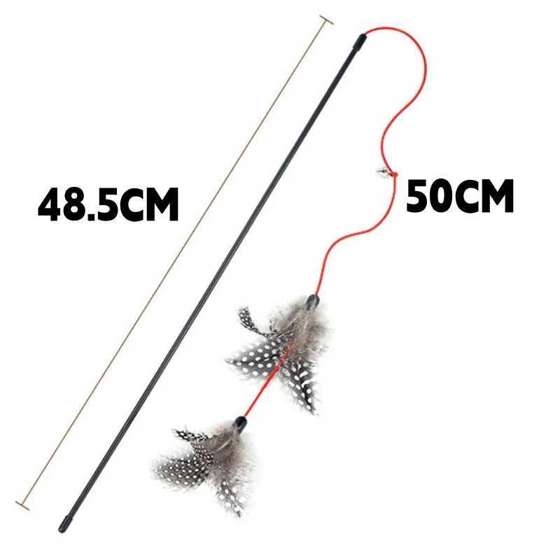 Cat Toy Feather Cats Sticks Cat Toys Interactive Double Feather Toys Cats Teasing Kitten Teaser Stick with Bell Toy Pet Products S251029