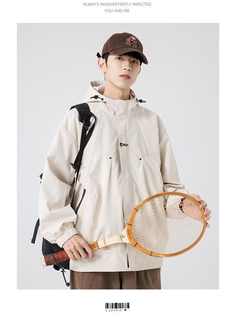 Men's Waterproof Jacket Workwear Trendy American Designer Coat Style Spring Autumn Thin Mountain Outdoor Hiking Windproof Coat