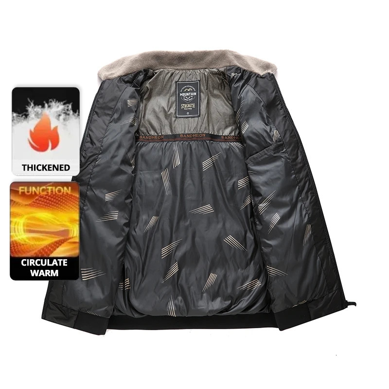 Top Grade Middleaged Mens Bubble Puffer Parka Jacket Windbreaker Coat Winter Plus Velvet Thickened Short Outerwear 251015