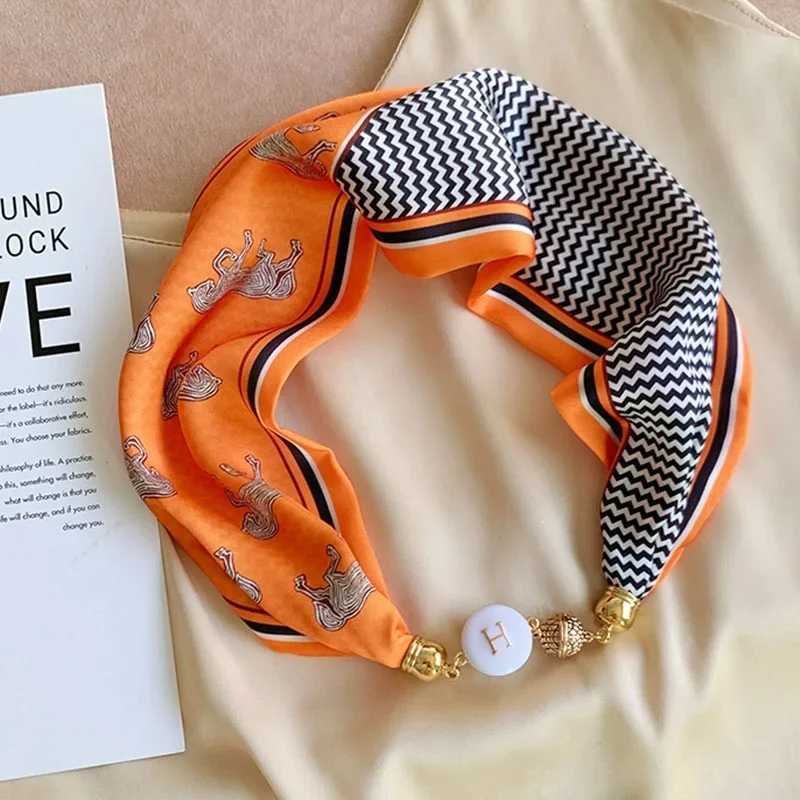 Imitation Silk Scarf Magnetic Buckle Necklace Pendant Wearing Spring and Autumn Cervical Protection for WomenW251029