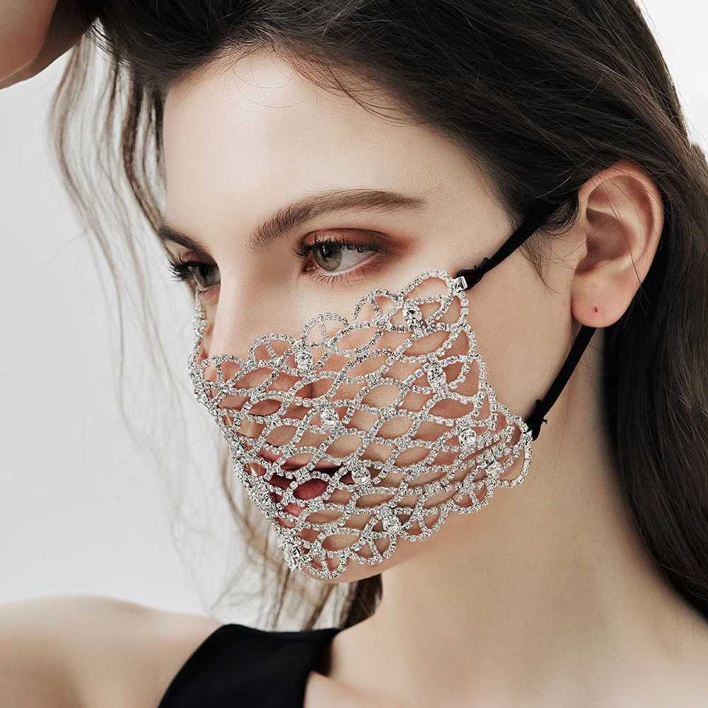 Fishnet Breathable Rhinestone Mask Halloween Mask Fashion Dress Up Everyday Jewelry Accessories Personalized MouthpieceW251029