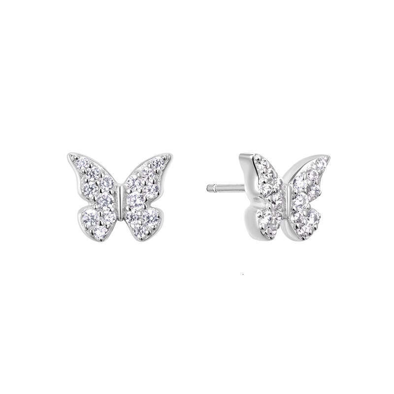 Fashion S Pure Sier Earrings Spring Summer Ear Jewelry Butterfly Necklace for Women Light Niche