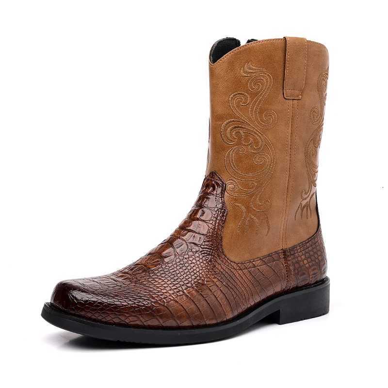 Classic Mens Boots Retro Cycling Boots Mens Leather Embroidered Motorcycle Boots Mnes Essential for Going Out on The Street Z251029