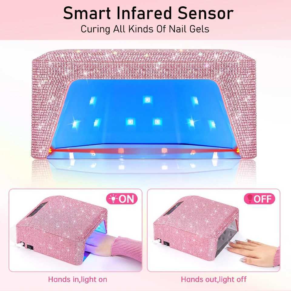 Diamond Nail Lamp lampara de unas inalambrico Rechargeable Fast Drying Curing Lamp HD LCD Display Gel Nail Light for SalonHome L251030