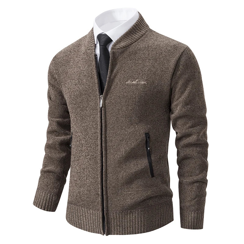 Fashion Patchwork Sweaters Mens Knitted Cardigan Coat Winter Turtleneck Casual Slim Fit Top Outwear 251017