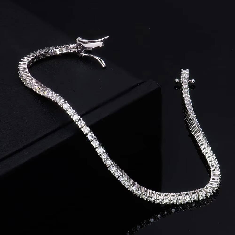 Factory Wholesale 925 Sterling Silver Tennis Chain Bracelet 26mm Iced Cut D Color VVS Moissanite Diamond Color VVS Bracelet