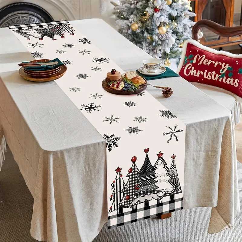 Christmas Table Runner Christmas Party Decoration 2025 Xmas Santa Claus Snowman Table Runner Navidad Natal New Year Gift 2026 C251030