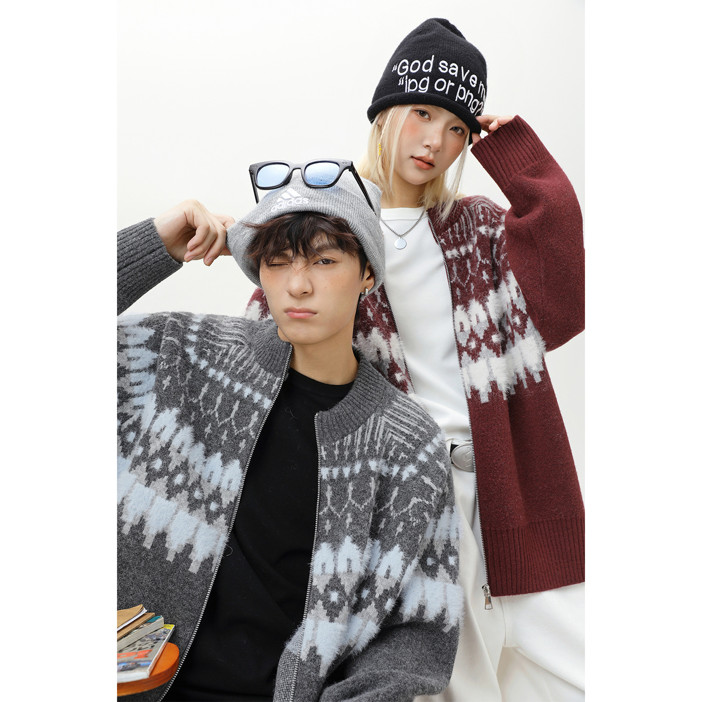 Textured Designer Sweater Fair Isle Cardigan Sweater For Men And Women Autumn And Winter Faux Mink Ethnic Style Soft Knitted Couple's Coat