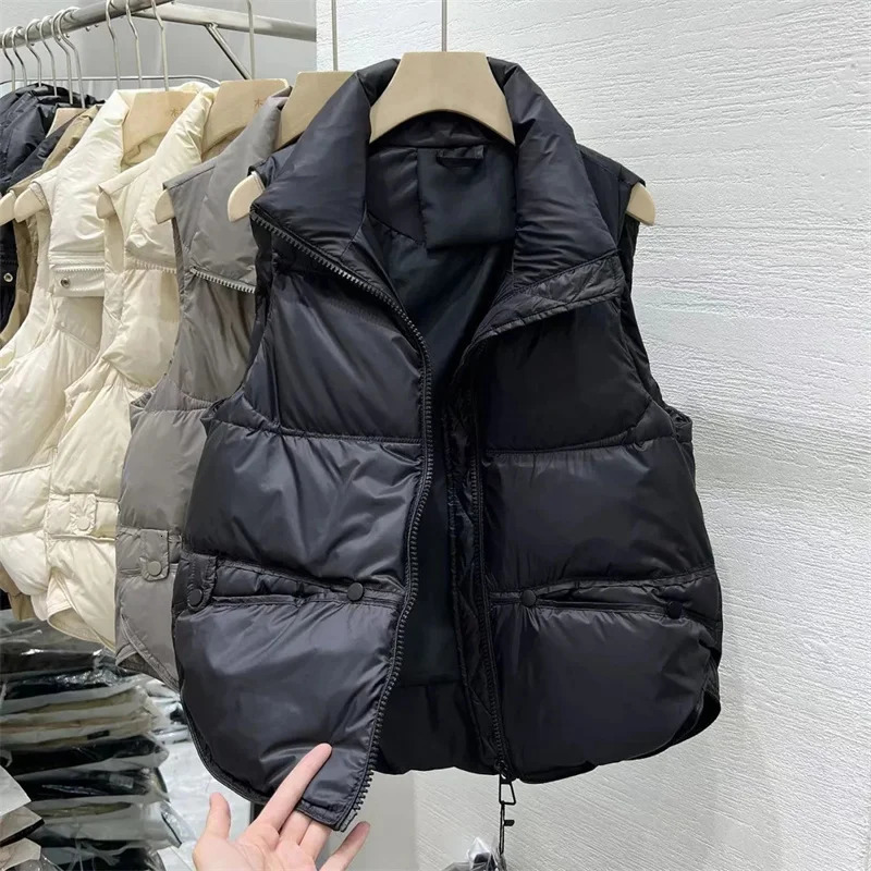 Womens Short Down Cotton Vest Jackets Spring Autumn Loose Sleeveless Coat Warm Tank Waistcoat 2025 Female Outerwear Tops 251024