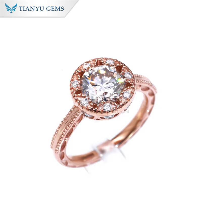 Tianyu Glorious 2 CTW Moissanite Diamond Custom Fine Jewelry Sterling Silver 10K 14K 18K Solid Rose Gold Engagement Rings