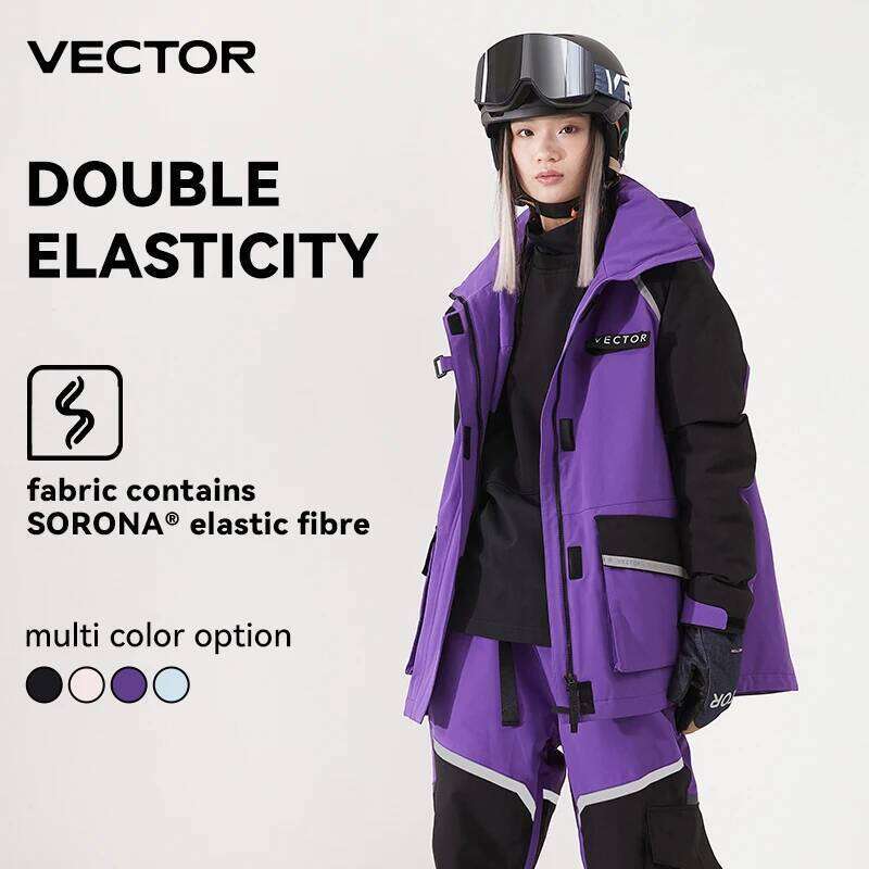 VECTOR Brand Men Women Jacket Winter Warm Windproof Waterproof Ski Suit Outdoor Sports Snowboard Coat Splicing Double Plate