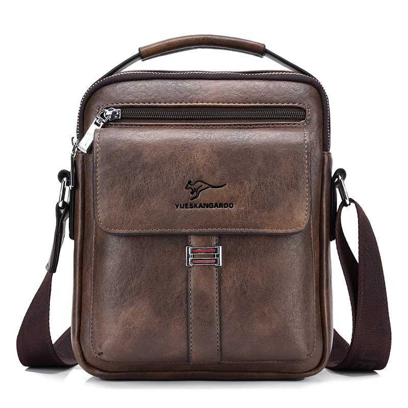 Kangaroo Luxury Brand Mens Shoder Bag Vintage Messenger Bag Leather Men Handbag Split Leather Crossbody Bags For Men 2020 New Y251011