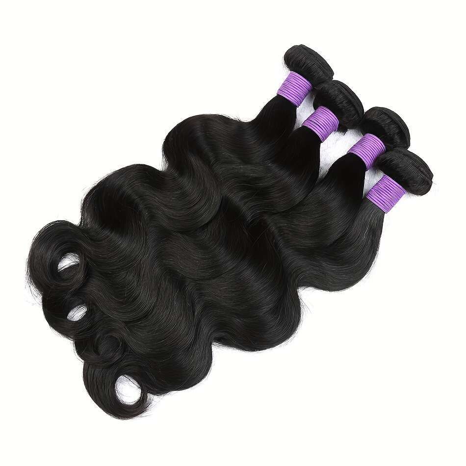 Virgin Human Hair Bundles - 15A Body Wave, 100% Unprocessed, Natural Black, Salon Quality Men Women, Soft & Voluminous Curls, Ideal
