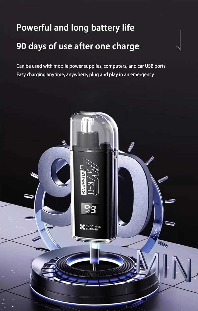 New Nose Hair Trimmer Portable Digital Display Rechargeable Blade For Home Use Washing Cleaning Nostrils For Men And Women Z251030