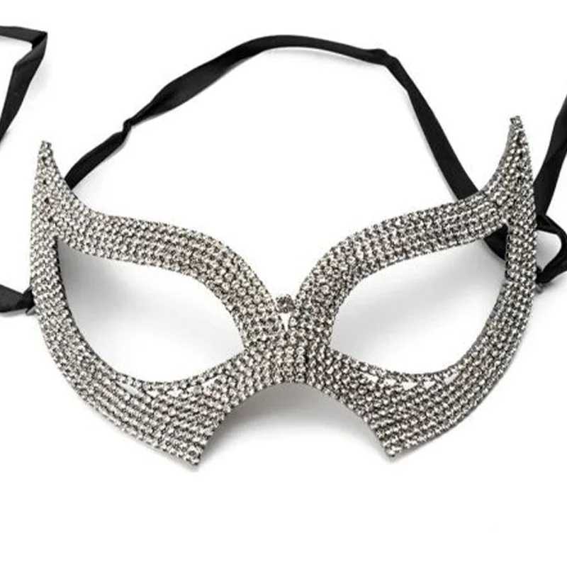 Rhinestone Mask for Face Women Breathable Headwear Masquerade Sparkling Banquet Dance Gift Costume Sexy Face Accessories JewelryW251029