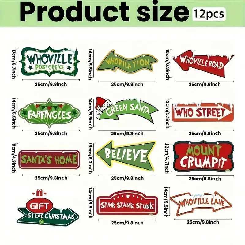 12 Pack Wooden Christmas Whoville Tree DecorationsXmas Large Crafts Hanging Ornaments Signs For New Year Decor Welcome To Hom C251030