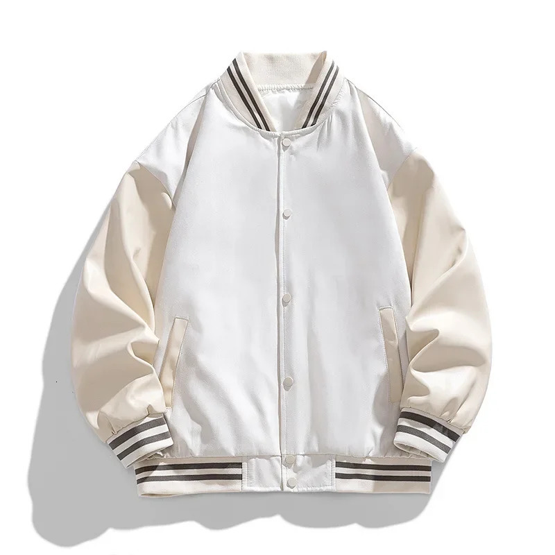 American Retro Suede Baseball Jacket Mens Spring Autumn Casual Leather Sleeve Outerwear JK819 Public Version Couples Style 251028