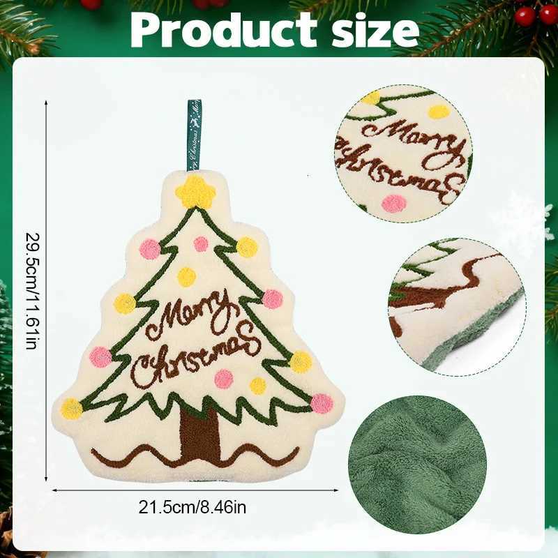 13Pcs Christmas Cartoon Hand Towel Gingerbread Man Snowman Tree Design Coral Fleece Hanging Towels Home Kitchen Bathroom Decor C251030
