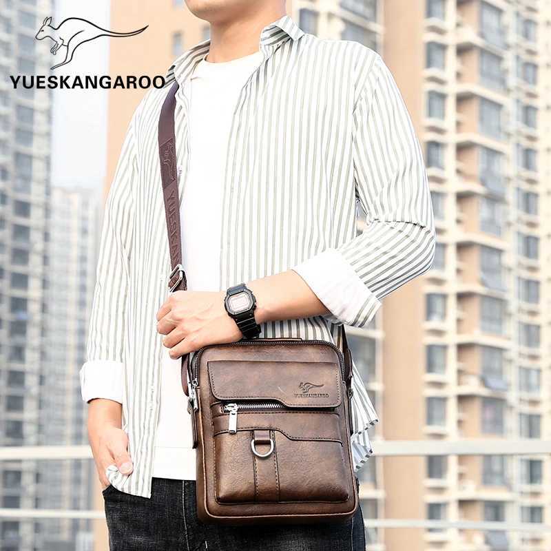 Kangaroo Luxury Brand Men Sling Bag Leather Side Shoder Bag For Men Husband Gift Business Messenger Crossbody Bag M Handbag Y251011