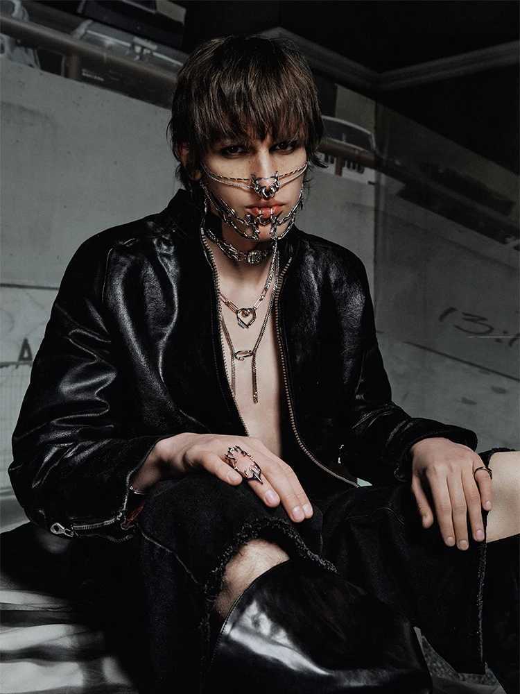 ZHUHE Punk Mask Made Of Copper A Niche Design Is A Jewelry Accessory For Both Men And WomenW251029