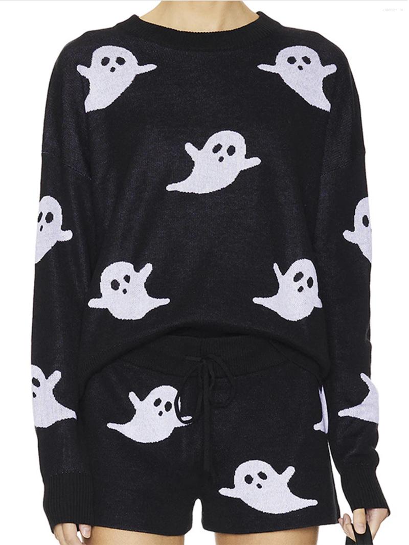 Women's Tracksuits Casual Long Sleeve Round Neck Loose Fit Cartoon Print Set Autumn Winter K-Fashion Cute Top And Bottom Ensemble