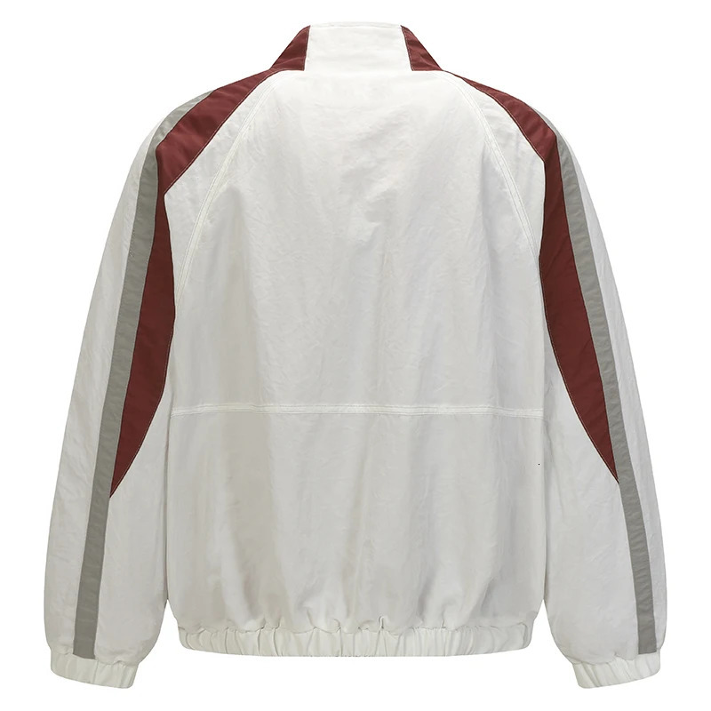 Mens Retro Racing Jacket Oversized Streetwear Windbreaker Color Block Zip Up Stand Collar Vintage Hip Hop Varsity Bomber Coats 251023