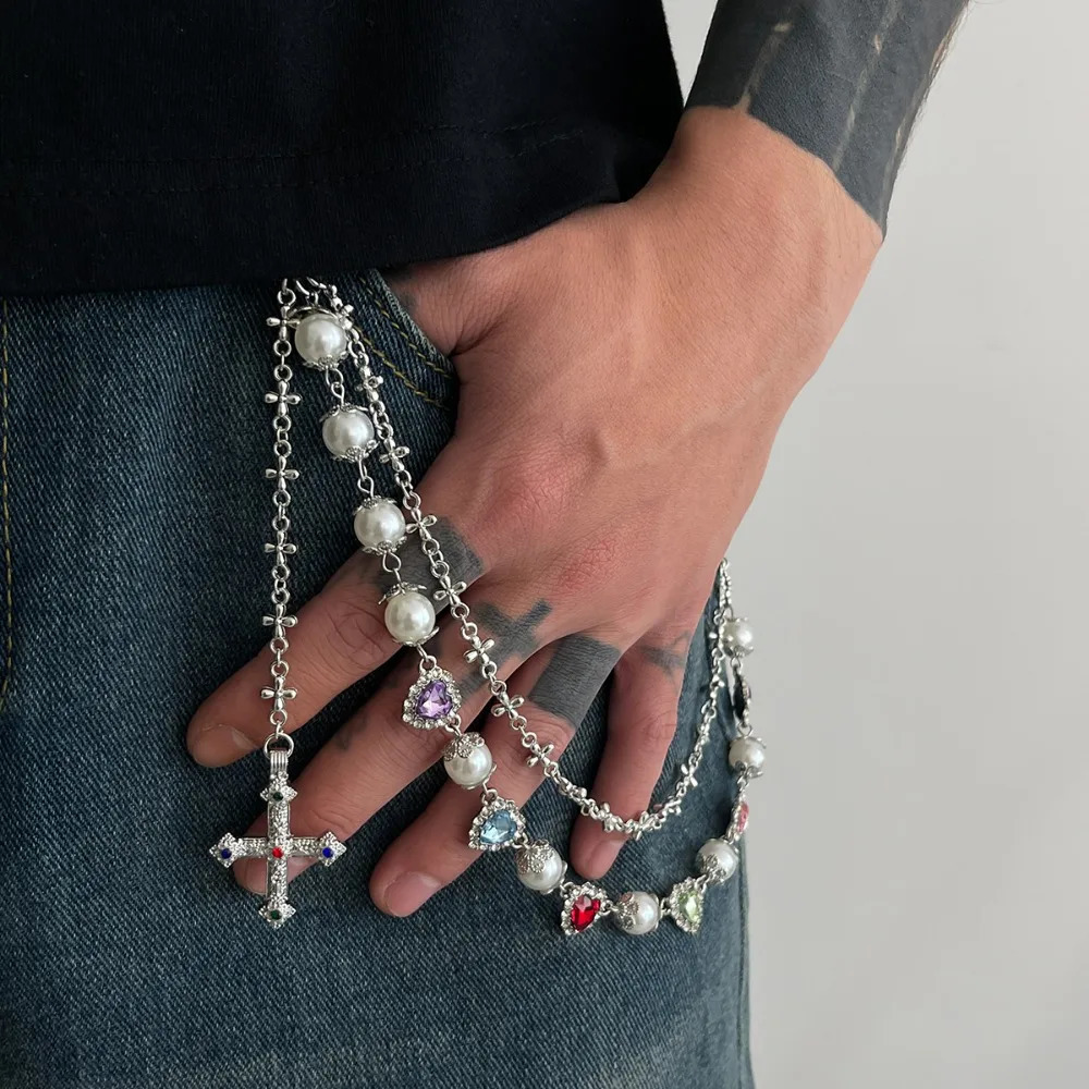 Cool Tassel Pearl Waist Chain Gothic Beads Tassel Jeans Chain Harajuku Bag Chain Punk Belt Chain Female 251021