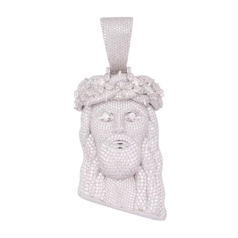 Diamond Tester Hip Hop D Color VVS Moissanite Flower Beads Jesus Pendant with 925 Sterling Silver Gold Plated GRA for Women Men