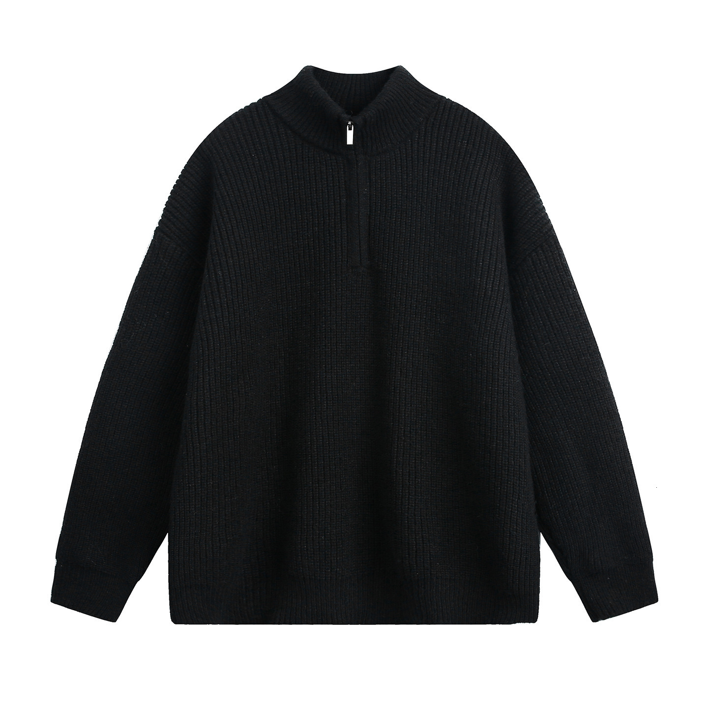 Half-zip Stand Collar Sweater For Men Autumn And Winter New Style Loose Texture Designer Sweater Imitation Deer Fur Lazy Style Warm Knitted Jacket