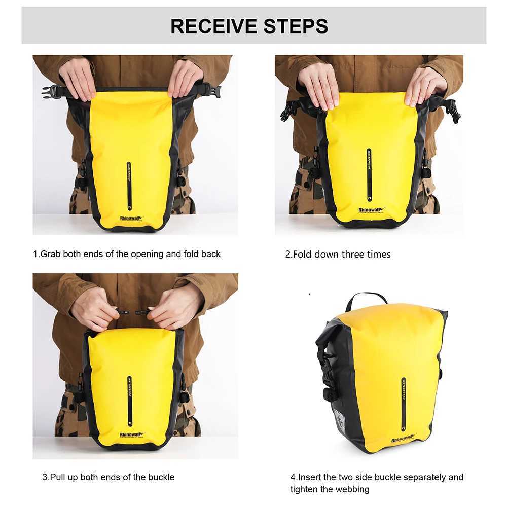 Rhinowalk Bicycle Bag Waterproof Bike Pannier Bag 710L Portable Cycling Rear Seat Trunk Bag MTB Bike Accessories Luggage Carrie H251029