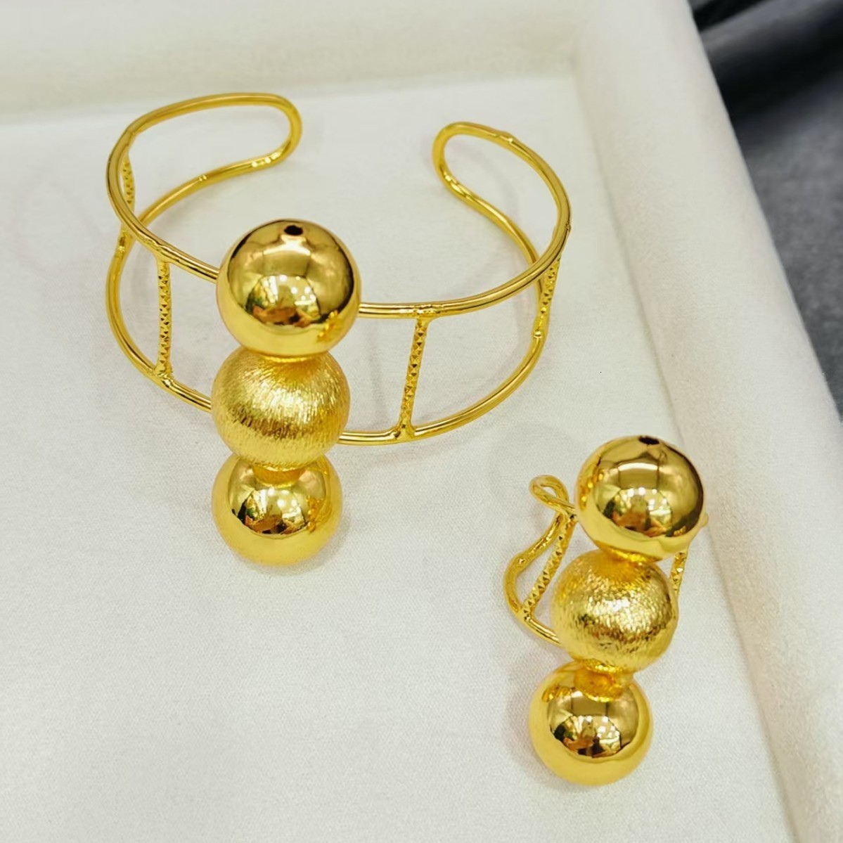 18K gold-plated jewelry set round bead earrings necklace African Dubai pendant earrings fashion Italian jewelry gifts 240927