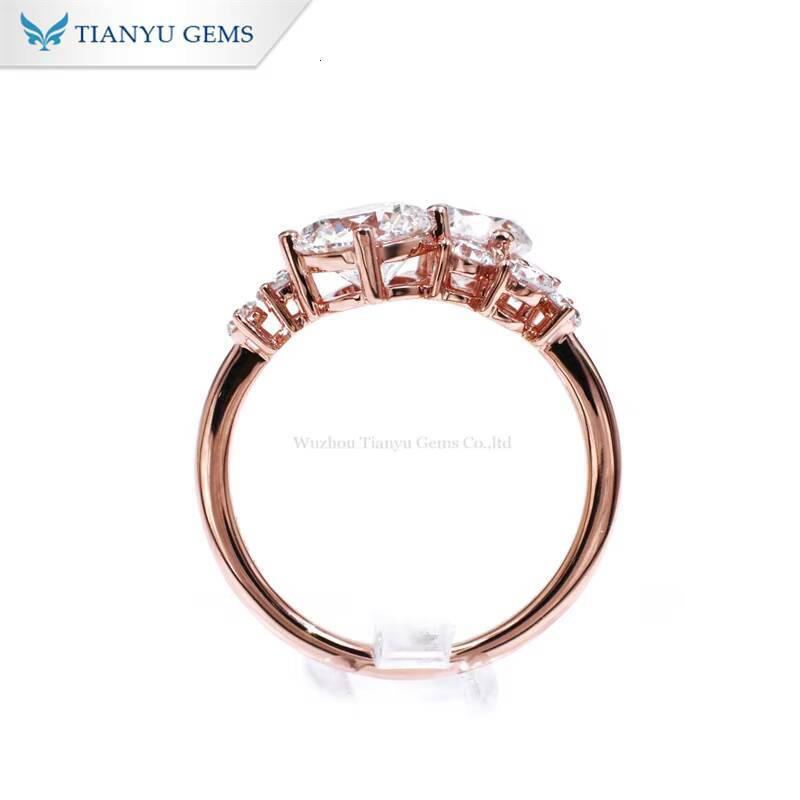 Tianyu Round Heart Arrows Cut Moissanite Diamond Engagement Rings Solid Gold 10K 14K 18K Sterling Silver 925 Bands