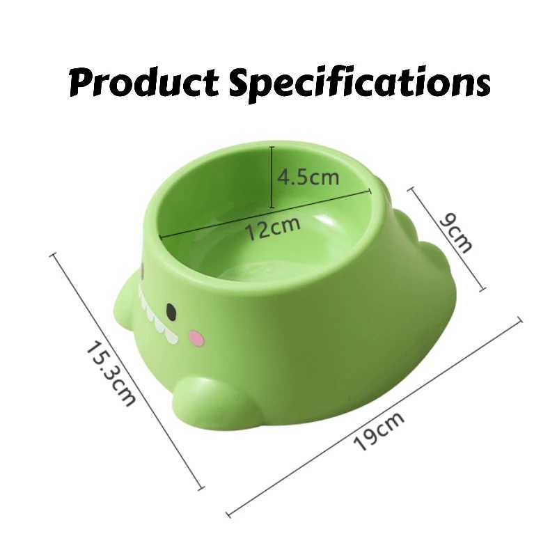 Cartoon Dinosaur 15 Tilted Pet Bowl Elevated Stainless Steel Dish with Neck Support Fun Cute Feeder for Cats Puppy J251113