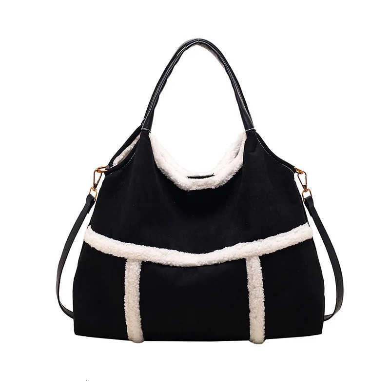 Fashion Trend Lamb Wool Patchwork Handbag for Women Hot Sale Autumn Winter New Large Capacity Suede One Shoulder Crossbody Bags M251030