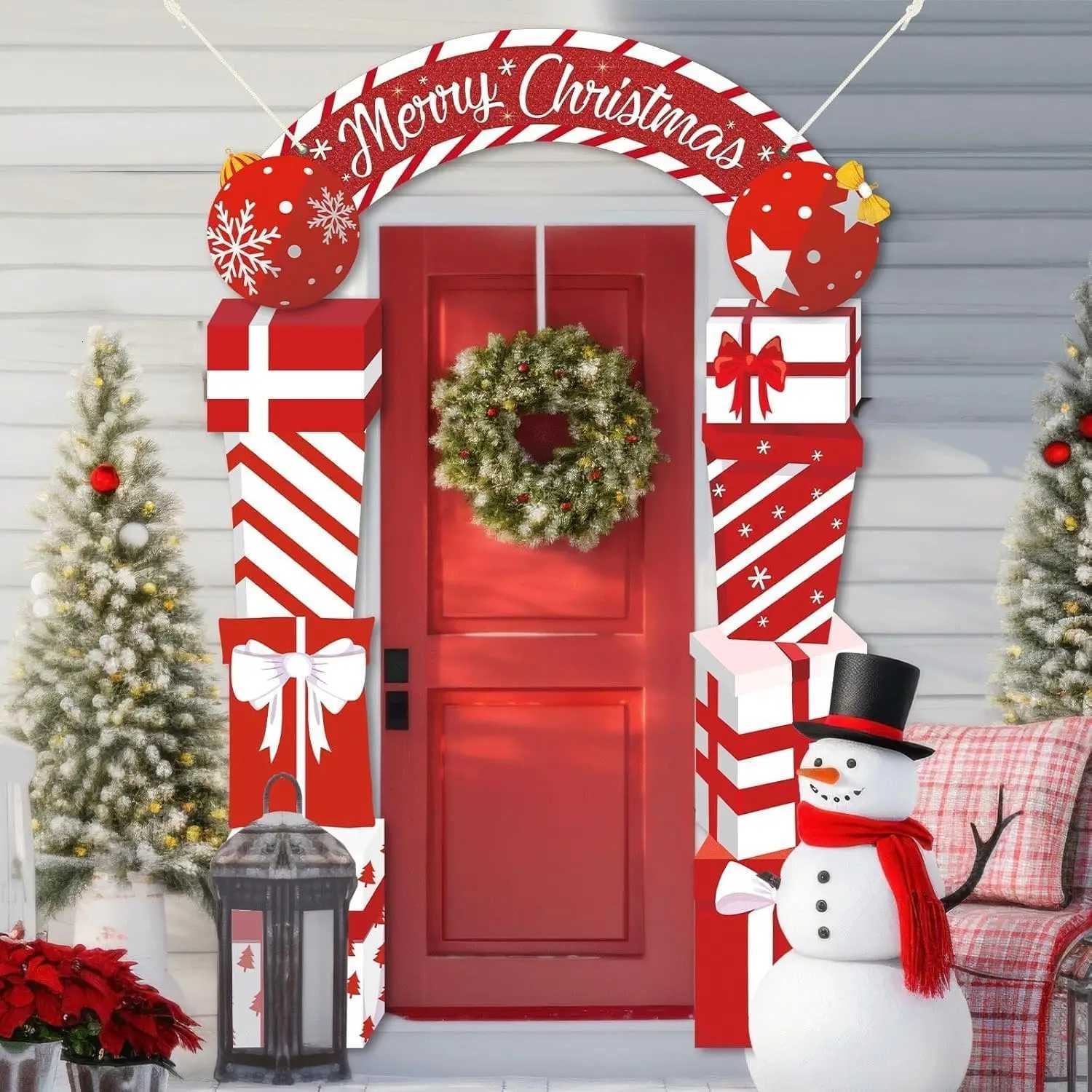 3Pcs Christmas Door Decoration Merry Christmas Porch Sign Front Door Banner Hanging Decoration Xmas Outdoor Hanging Supplies C251030