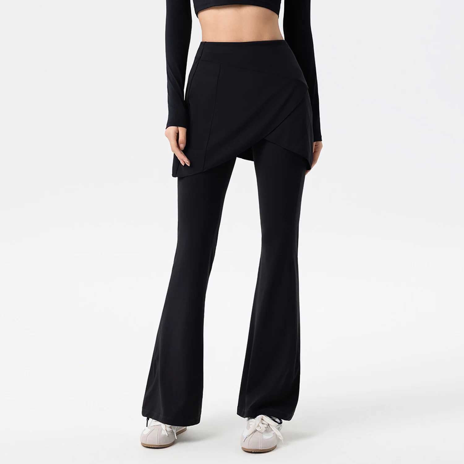 Yoga Pants for Women with High Waist Antiexposure Fake Twopiece Hip Lifting Exercise Pants for Bellytight Wideleg Leggings J251030