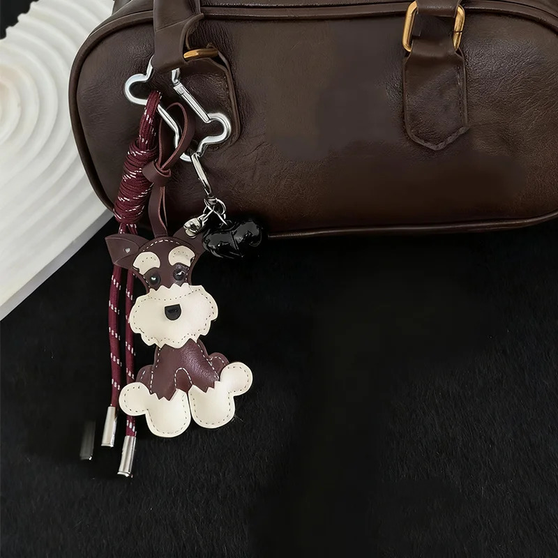 Sporty Style Fashion Schnauzer Key Chain with Handmade Rope Casual Trendy Bag Pendant Bow Cool Trendy Fashion Accessory 251030