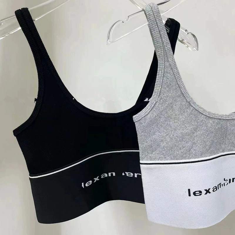Sports Tanks Tops Strap Vest With Chest Pad Running Knit Letter Backless Sports Tops Yoga Top Sexy Underwear Bra Gathered Anti-exposure