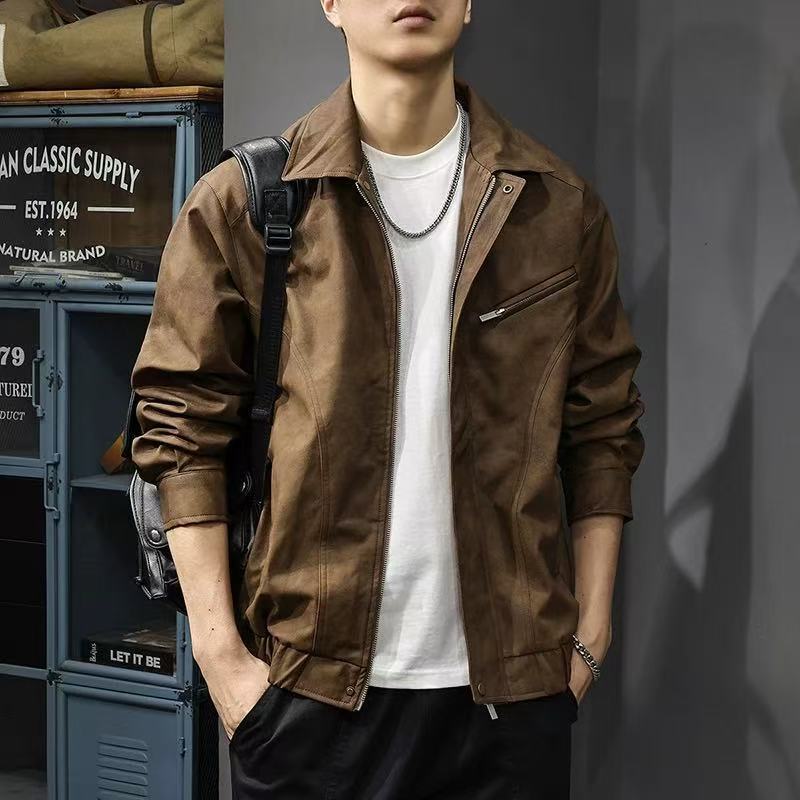 Spring And Autumn American Vintage Workwear Jacket For Designer Coat Men Trendy Brand Casual Jacket With Turn-down Collar