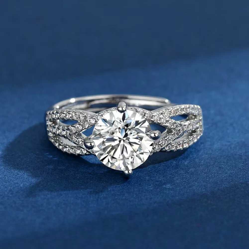 Korean Style Bestselling CrossLine Open Ring 2 Carat Zircon Ring Womens DiamondLook RingW251030