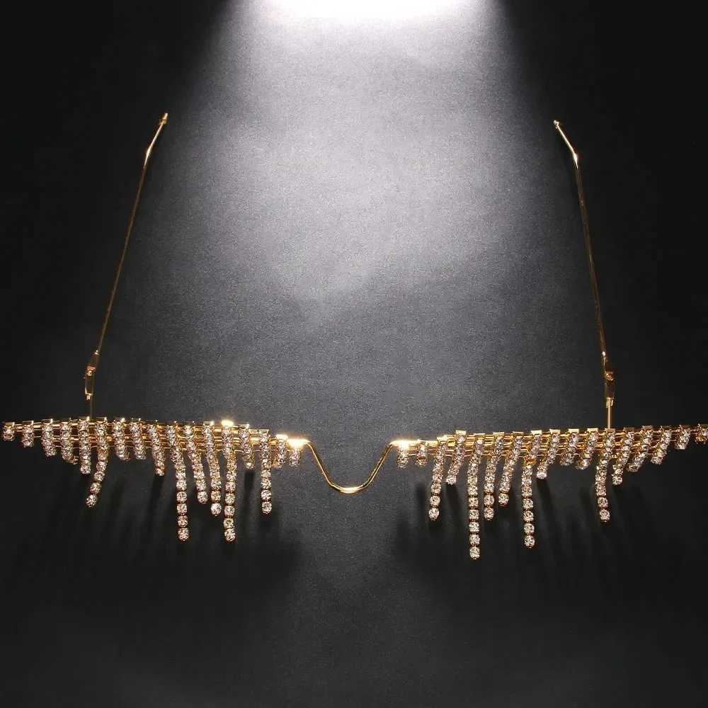 Stonefans Tassel Glasses Frame Luxury for Women High Quality No Lenses Rhinestone Fashion Boho Eyes Face Decorate Free ShippingW251029