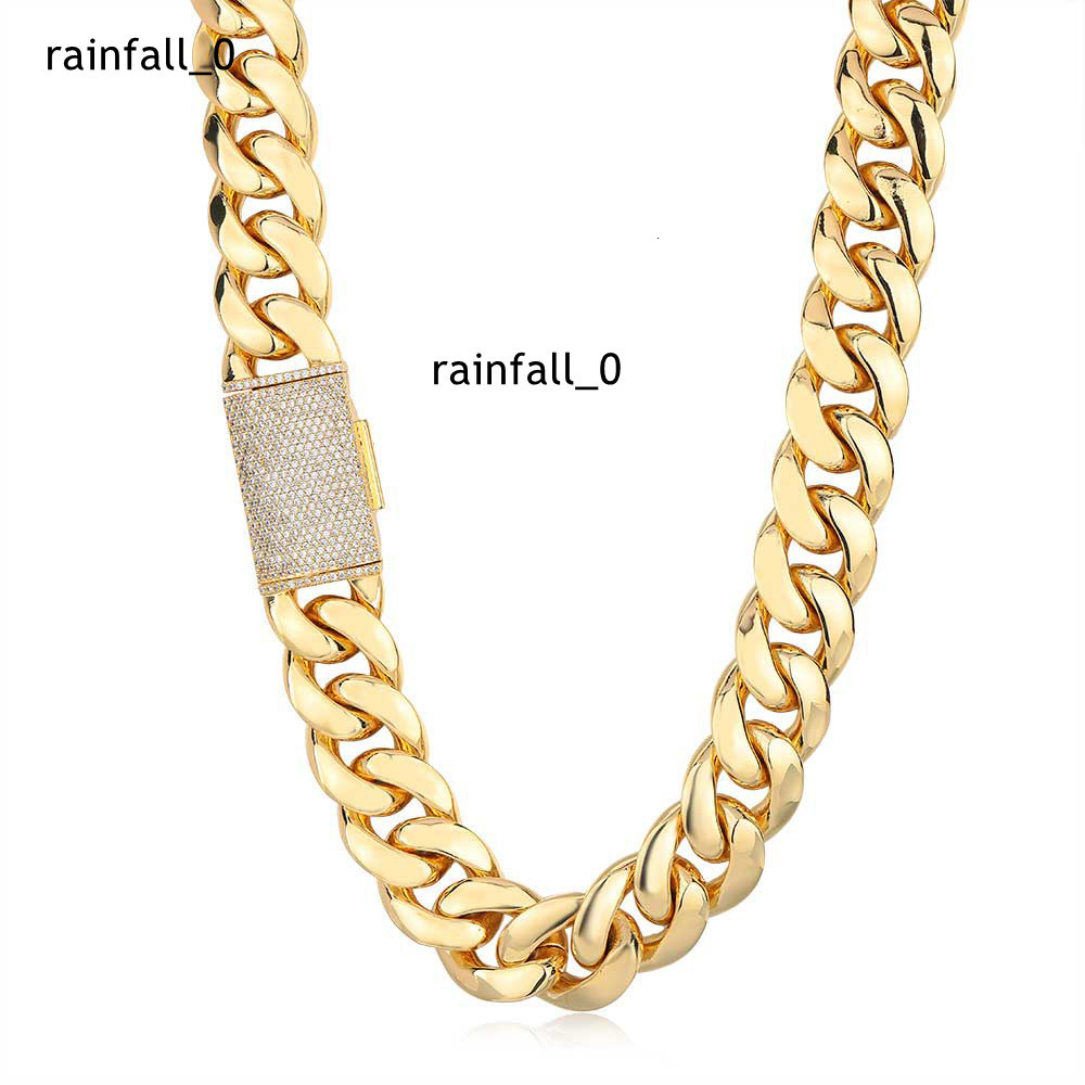 Mens Solid Miami Cuban Link Chain in Luxurious 14K18K24K Gold Plating Hip Hop Jewelry by Caranas Wholesale