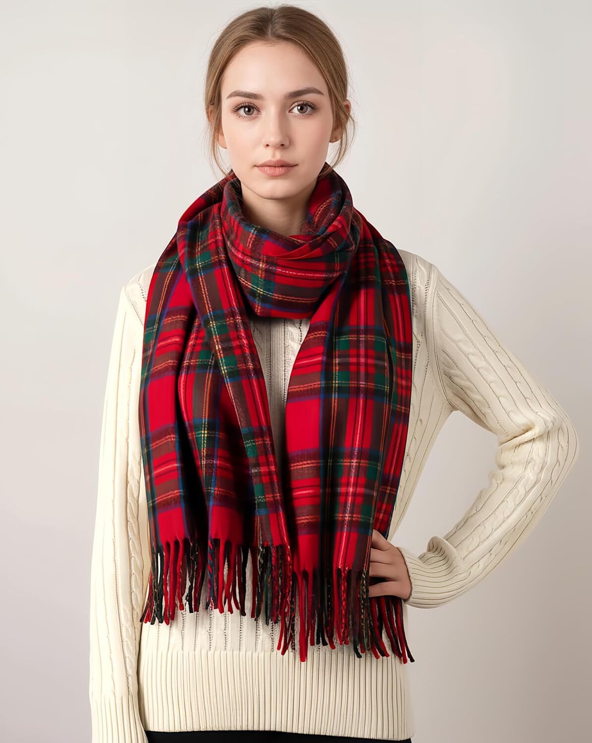 Custom Long Wide Scottish Tartan Plaid Shawl Wrap Soft Cashmere Feel Winter Scarf Outlander Inspired Christmas Gift