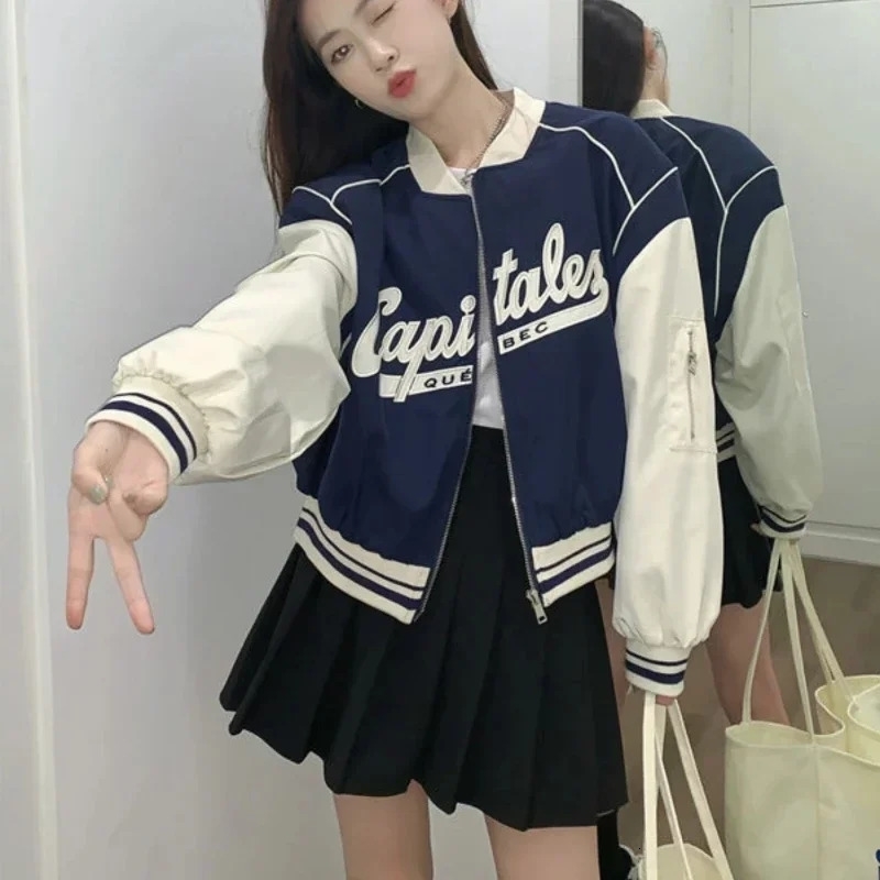 Zipup Baseball Coat Woman Short Letter Bomber Jacket for Women High Quality Offer Elegant Fashion Lined Deals 251029