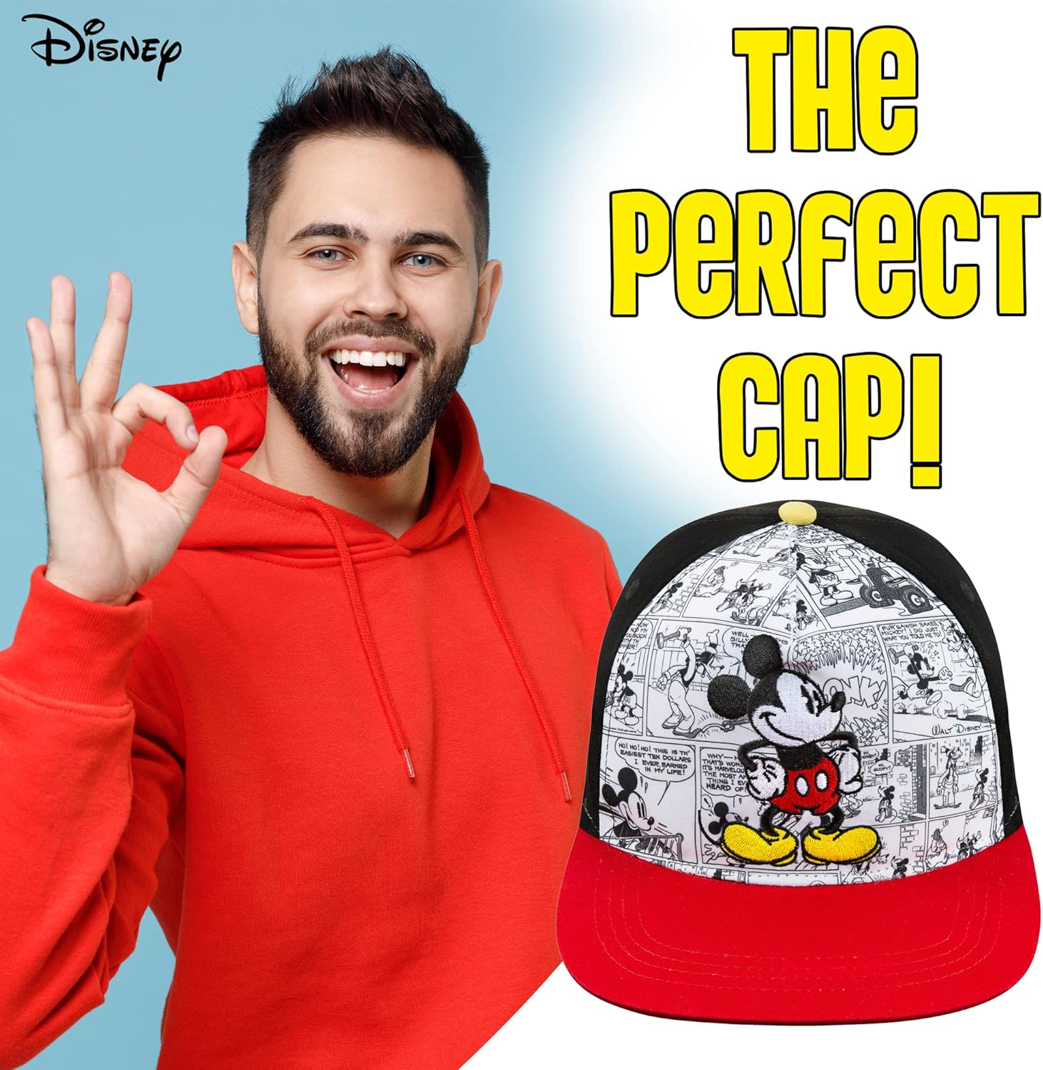 Mickey Mouse Baseball Cap Size Junior Ages Comics Adjustable Ballcap Disney 100% Cotton Fashion Hats Cartoon Caps