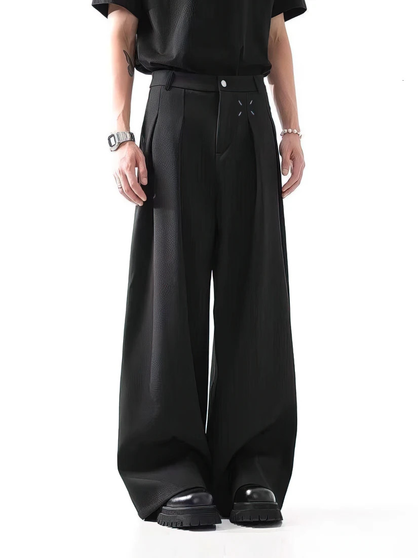 Black Baggy Pants Men Casual Wide leg Work wear Straight Trousers Male Drape Loose Cool Cargo Pants 251028
