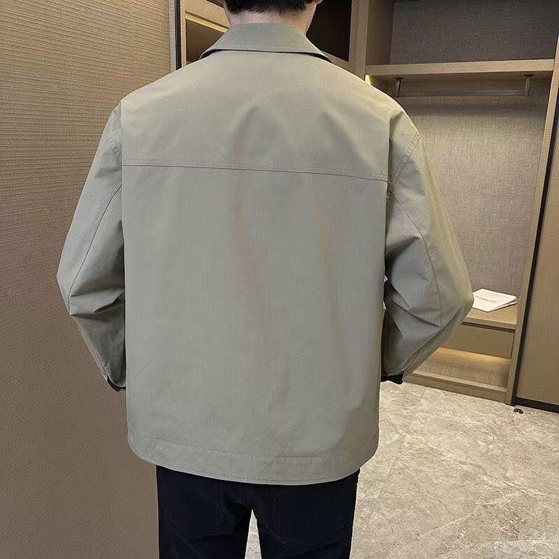 Men's Jacket 2025 Spring New Style Turn-down Collar Handsome Workwear Youth Designer Coat Jacket Versatile Fashion Trendy Top