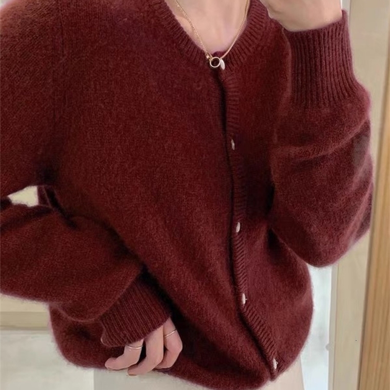 Fashion Solid Color Knitted Cardigan Sweater Autumn Winter Long Sleeve Buttons Sweater Coat Elegant Casual Loose Winter Tops 251010